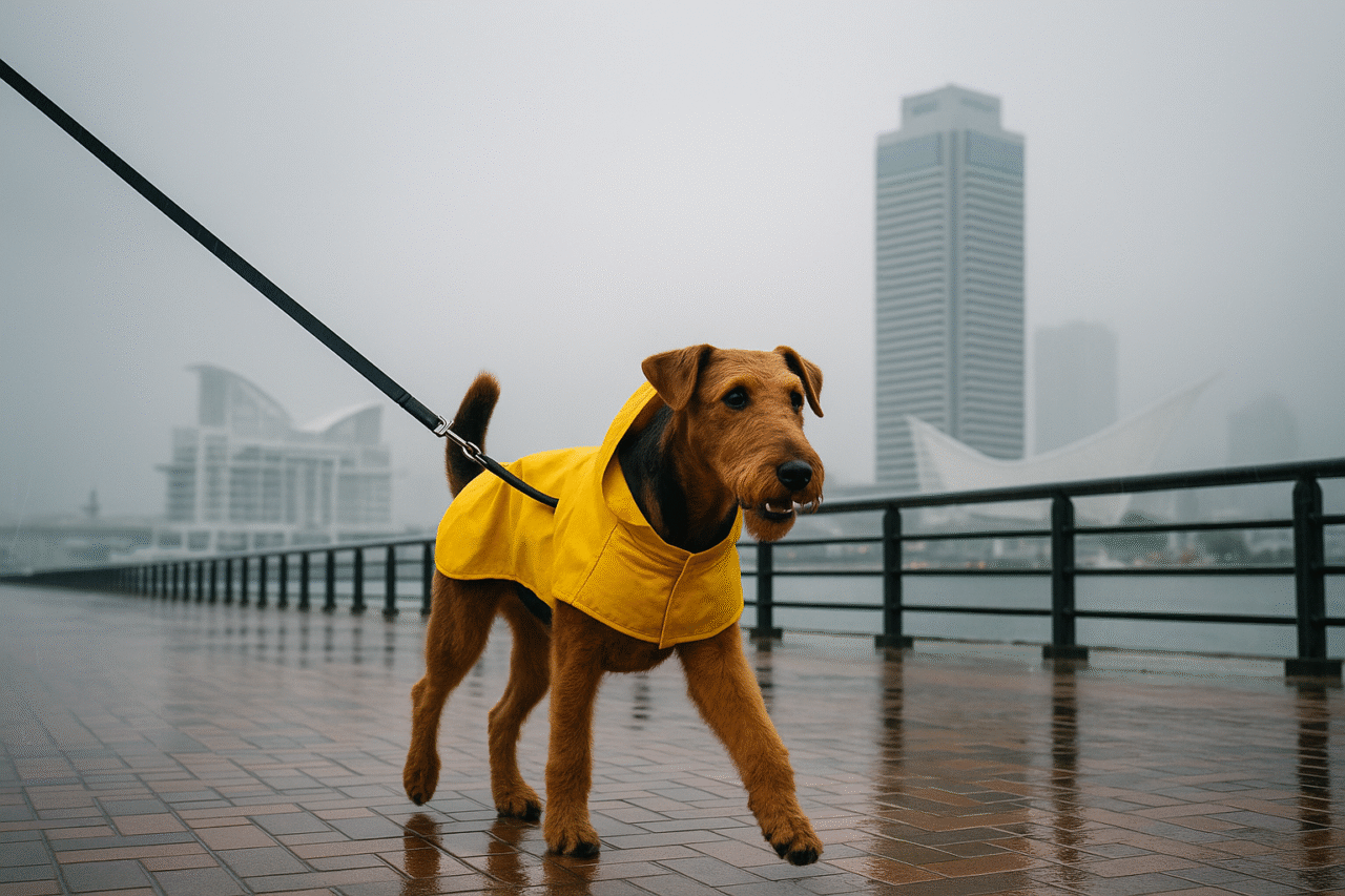 Johnのお散歩は雨でも全力☔